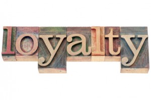 loyalty word in wood type